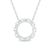 Thumbnail Image 0 of Baguette White Lab-Created Sapphire Geometric Open Circle Necklace in Sterling Silver