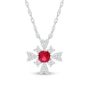 4.0mm Lab-Created Ruby and White Lab-Created Sapphire Frame Floral Necklace in Sterling Silver