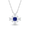 4.0mm Blue and White Lab-Created Sapphire Frame Floral Necklace in Sterling Silver