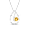 Thumbnail Image 0 of 4.0mm Citrine Solitaire Swirl Ribbon Open Teardrop Pendant in 10K White Gold