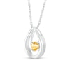 Thumbnail Image 1 of 4.0mm Citrine Solitaire Swirl Ribbon Open Teardrop Pendant in 10K White Gold