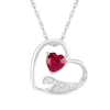 Thumbnail Image 0 of 5.0mm Lab-Created Ruby and White Lab-Created Sapphire Tilted Loop Heart Pendant in Sterling Silver