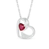 Thumbnail Image 1 of 5.0mm Lab-Created Ruby and White Lab-Created Sapphire Tilted Loop Heart Pendant in Sterling Silver