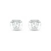 Thumbnail Image 0 of Oval White Lab-Created Sapphire Solitaire Octagonal Frame Stud Earrings in Sterling Silver