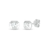 Thumbnail Image 1 of Oval White Lab-Created Sapphire Solitaire Octagonal Frame Stud Earrings in Sterling Silver