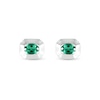 Thumbnail Image 0 of Oval Lab-Created Emerald Solitaire Octagonal Frame Stud Earrings in Sterling Silver