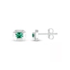 Thumbnail Image 2 of Oval Lab-Created Emerald Solitaire Octagonal Frame Stud Earrings in Sterling Silver
