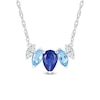 Thumbnail Image 0 of Pear-Shaped Blue and White Lab-Created Sapphire with Marquise Swiss Blue Topaz Five Stone Necklace in Sterling Silver