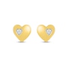 White Lab-Created Sapphire Accent Heart Stud Earrings in 10K Gold