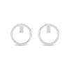 Baguette White Lab-Created Sapphire Solitaire Open Circle Stud Earrings in Sterling Silver