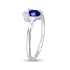 Thumbnail Image 1 of Pear-Shaped Blue and White Lab-Created Sapphire Tri-Top Tiara Ring in Sterling Silver