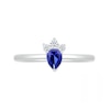 Thumbnail Image 2 of Pear-Shaped Blue and White Lab-Created Sapphire Tri-Top Tiara Ring in Sterling Silver