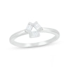 Thumbnail Image 0 of Baguette White Lab-Created Sapphire Three Stone Open Triangle Geometric Ring in Sterling Silver