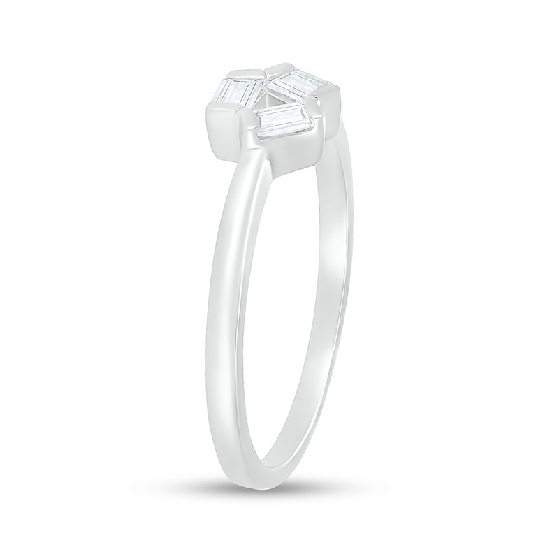 Baguette White Lab-Created Sapphire Three Stone Open Triangle Geometric Ring in Sterling Silver|Peoples Jewellers