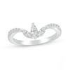 Marquise White Lab-Created Sapphire Tri-Leaf Tapered Shank Contour Band in Sterling Silver