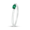 Sideways Marquise Lab-Created Emerald and White Lab-Created Sapphire Trio Side Accent Ring in Sterling Silver