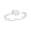 Baguette and Marquise White Lab-Created Sapphire Three Stone Slant Geometric Ring in Sterling Silver