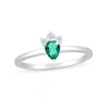 Thumbnail Image 0 of Pear-Shaped Lab-Created Emerald and White Lab-Created Sapphire Tri-Top Tiara Ring in Sterling Silver