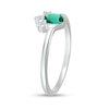 Thumbnail Image 1 of Pear-Shaped Lab-Created Emerald and White Lab-Created Sapphire Tri-Top Tiara Ring in Sterling Silver