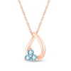 Thumbnail Image 0 of Swiss Blue Topaz Trio Swirl Ribbon Open Teardrop Pendant in 10K Rose Gold