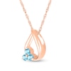 Thumbnail Image 1 of Swiss Blue Topaz Trio Swirl Ribbon Open Teardrop Pendant in 10K Rose Gold