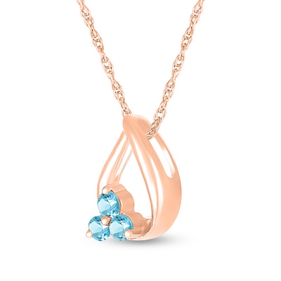 Swiss Blue Topaz Trio Swirl Ribbon Open Teardrop Pendant in 10K Rose Gold