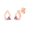 Amethyst Trio Swirl Ribbon Open Teardrop Stud Earrings in 10K Rose Gold