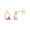 Thumbnail Image 2 of Amethyst Trio Swirl Ribbon Open Teardrop Stud Earrings in 10K Rose Gold