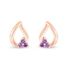 Thumbnail Image 3 of Amethyst Trio Swirl Ribbon Open Teardrop Stud Earrings in 10K Rose Gold