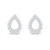 White Lab-Created Sapphire Graduated Scallop Edge Open Teardrop Stud Earrings in Sterling Silver