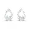 Thumbnail Image 2 of White Lab-Created Sapphire Three Stone Open Teardrop Stud Earrings in Sterling Silver