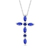 Thumbnail Image 0 of Marquise and Round Blue Lab-Created Sapphire Alternating Cross Pendant in Sterling Silver