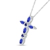 Thumbnail Image 1 of Marquise and Round Blue Lab-Created Sapphire Alternating Cross Pendant in Sterling Silver