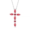 Marquise and Round Lab-Created Ruby Alternating Cross Pendant in Sterling Silver