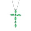 Marquise and Round Lab-Created Emerald Alternating Cross Pendant in Sterling Silver