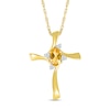 Thumbnail Image 0 of Oval Citrine and Diamond Accent Swirl Ribbon Cross Pendant in 10K Gold