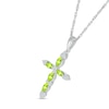 Thumbnail Image 2 of Marquise Peridot and 0.065 CT. T.W. Diamond Tri-Tip Cross Pendant in Sterling Silver