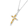 Marquise Citrine and 0.065 CT. T.W. Diamond Tri-Tip Cross Pendant in Sterling Silver