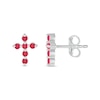 Thumbnail Image 1 of Lab-Created Ruby Bubbles Cross Stud Earrings in Sterling Silver