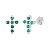 Thumbnail Image 0 of Lab-Created Emerald Bubbles Cross Stud Earrings in Sterling Silver