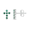 Thumbnail Image 1 of Lab-Created Emerald Bubbles Cross Stud Earrings in Sterling Silver