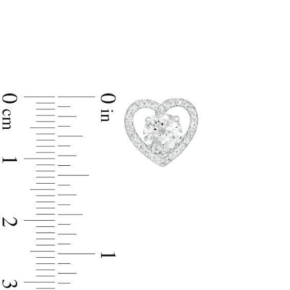 White Lab-Created Sapphire Heart Stud Earrings in Sterling Silver