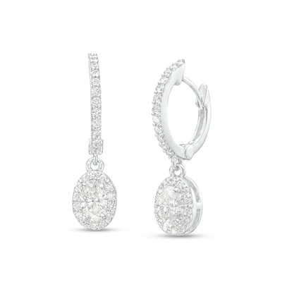 0.75 CT. T.W. Certified Canadian Oval Diamond Frame Drop Earrings in 14K White Gold (I/I2)