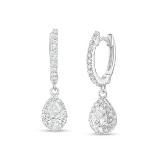 0.75 CT. T.W. Certified Canadian Pear-Shaped Diamond Frame Drop Earrings in 14K White Gold (I/I2)