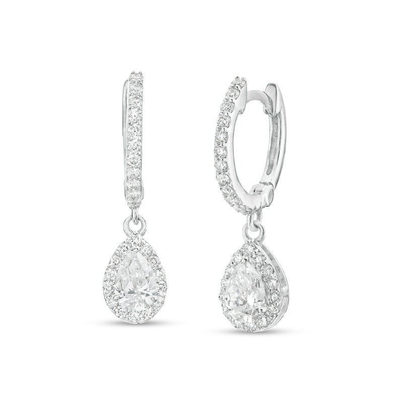 0.75 CT. T.W. Certified Canadian Pear-Shaped Diamond Frame Drop Earrings in 14K White Gold (I/I2)|Peoples Jewellers