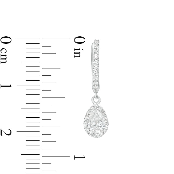 0.75 CT. T.W. Certified Canadian Pear-Shaped Diamond Frame Drop Earrings in 14K White Gold (I/I2)