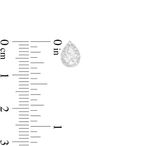 0.75 CT. T.W. Certified Canadian Pear-Shaped Diamond Frame Stud Earrings in 14K White Gold (I/I2)