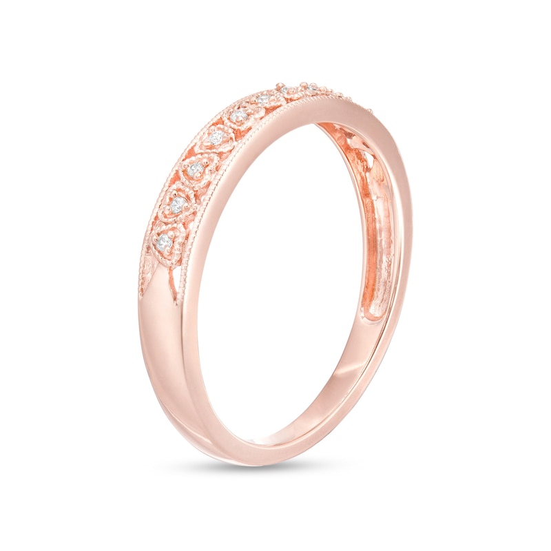0.05 CT. T.W. Diamond Alternating Hearts Vintage-Style Wedding Band in 10K Rose Gold|Peoples Jewellers