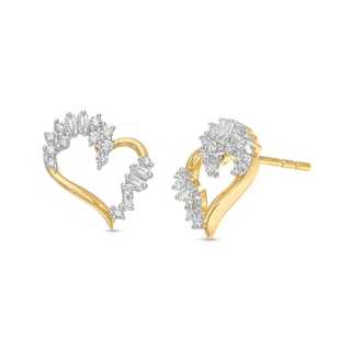 0.25 CT. T.W. Diamond Abstract Shadow Heart Stud Earrings in 10K Gold