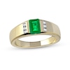 Thumbnail Image 1 of Men's Emerald-Cut Emerald and 0.12 CT. T.W. Diamond Octagonal Frame Tri-Sides Band in 10K Gold